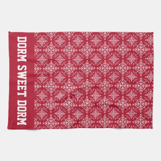 Red White Uni Team Cool Fun Dorm School Geschirrtuch (Horizontal)