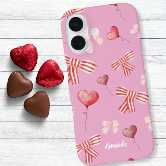 Red White Valentine Bows and Heart Balloons Case-Mate iPhone Hülle