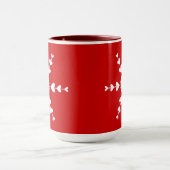 Red White Valentine Heart Snowflake Tasse (Zentrum)