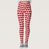 Red White Valentine's Day Candy Heart Liebe Muster Leggings (Vorderseite)