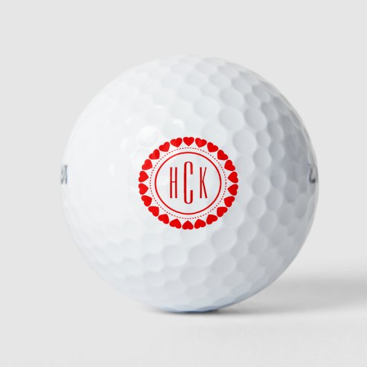 Red & White Valentines Herz 2 Golfball (Vorderseite)