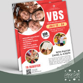 Red & White VBS Vacation Bible School Kirche Jugen Flyer