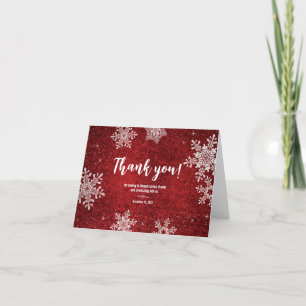 Red White Velvet Snowflake Winter Brautparty Dankeskarte
