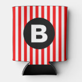 Red White Vertical Stripes Black Monogram Dosenkühler (Vorderseite)