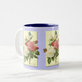 Red White Vintag Botanische Rose Kaffee Tasse (Vorderseite Links)