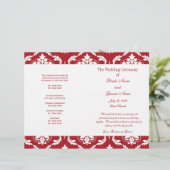 Red White Vintag Damask Hochzeitsprogramm (Stehend Vorderseite)