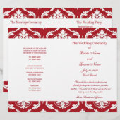 Red White Vintag Damask Hochzeitsprogramm (Vorne/Hinten)