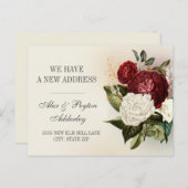 Red White Vintag Floral Adressenänderung Postkarte (Vorne/Hinten)