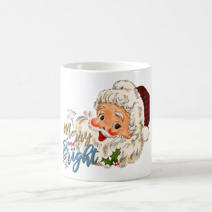 Red White Vintag Merry & Bright Weihnachten Kaffeetasse