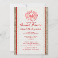 Red & White Vintage Lace Bridal Shower Einladungen