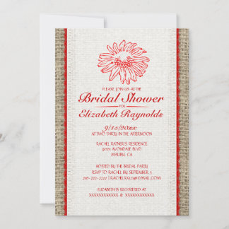 Red & White Vintage Lace Bridal Shower Einladungen