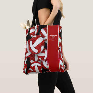 Red White Volleyball Ende der Saison Mannschaftsge Tasche