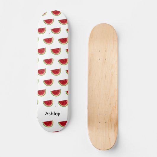 Red White Watermelon Summer Pattern Skateboard (Vorderseite)