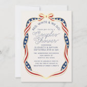 Red White & We Do Ribbon Wedding Couples Shower Einladung (Vorderseite)