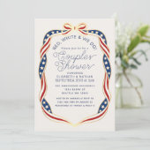 Red White & We Do Ribbon Wedding Couples Shower Einladung (Stehend Vorderseite)