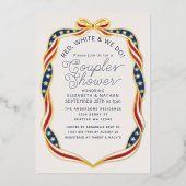 Red White & We Do Ribbon Wedding Couples Shower Folieneinladung (Vorderseite)