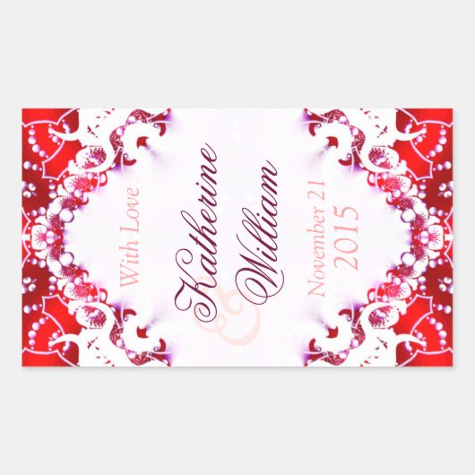 Red+White Wedding Wine 4,5 x 2,7 in Stickers (Vorderseite)
