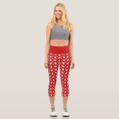 Red & White Weihnachtsmann mit Geschenkmuster Capri Leggings (Vorderseite)