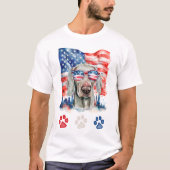 Red White Weimaraner Dog American 4. Juli T-Shirt (Vorderseite)
