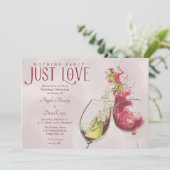 Red White Wine Dance Just Liebe Hochzeit Einladung (Stehend Vorderseite)