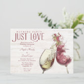 Red White Wine Dance Just Liebe Hochzeit Einladung (Stehend Vorderseite)