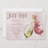 Red White Wine Dance Just Liebe Hochzeit Einladung (Vorderseite)