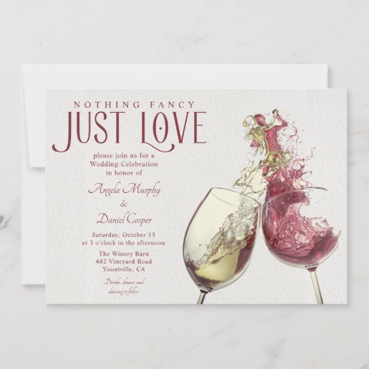 Red White Wine Dance Just Liebe Hochzeit Einladung (Vorderseite)