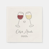 Red White Wine Glass Cheers Wedding Verlobung Serviette (Vorderseite)