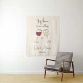 Red White Wine Glass Wedding Welcome Wandteppich (Beispiel)