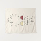 Red White Wine Glass Wedding Welcome Wandteppich (Vorderseite (Horizontal))