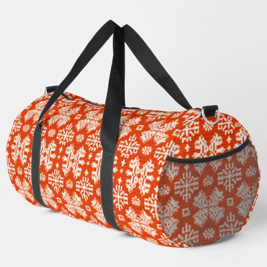 Red White Winter Snowflake Muster Duffle Bag (Rechte Ecke)