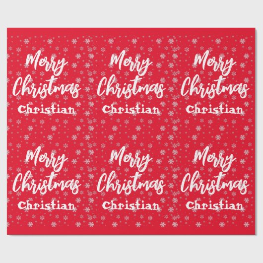 Red White Winter Snowflake Muster Frohe Weihnachte Geschenkpapier (Flach)