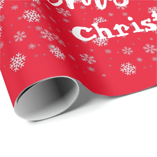Red White Winter Snowflake Muster Frohe Weihnachte Geschenkpapier (Rolleneckpunkt)