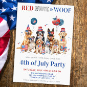 Red White & Woof Funny Patriotic Hunde 4. Juli Einladung