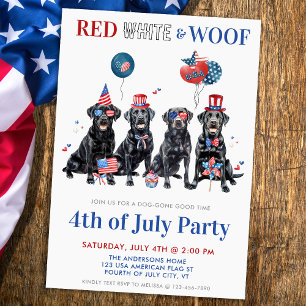 Red White & Woof Patriotic Hunde 4. Juli Party Einladung