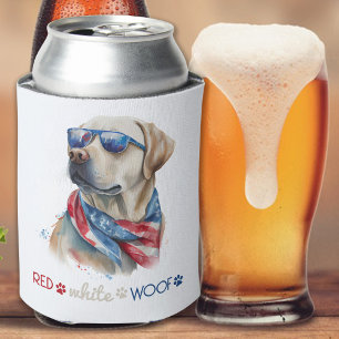 Red White Woof Patriotic Labrador Hund 4. Juli Dosenkühler