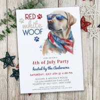 Red White Woof Patriotic Labrador Hund 4. Juli