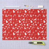 Red White Xmas festes geometrisches Wintermuster Seidenpapier (Handwerk)