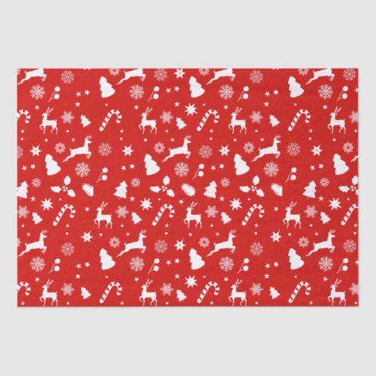 Red White Xmas festes geometrisches Wintermuster Seidenpapier (Vorderseite)