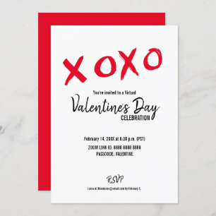 Red White XOXO Virtual Valentine's Day Party Einladung