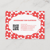 Red White Y2K Blume Handmade Bekleidung Visitenkarte (Rückseite)