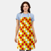 Red White Yellow Checkered Pattern Design  Schürze (Getragen)