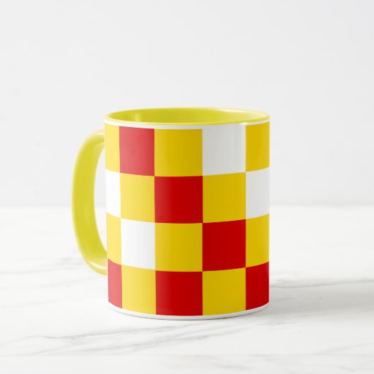 Red White Yellow Checkered Pattern Design  Tasse (Vorderseite Links)