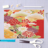 Red White Yellow Japanisch Kimono Floral Decoupage Seidenpapier (Handwerk)