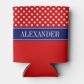 Red WhPolka Dot CB Navy Name Monogram Dosenkühler (Vorderseite)