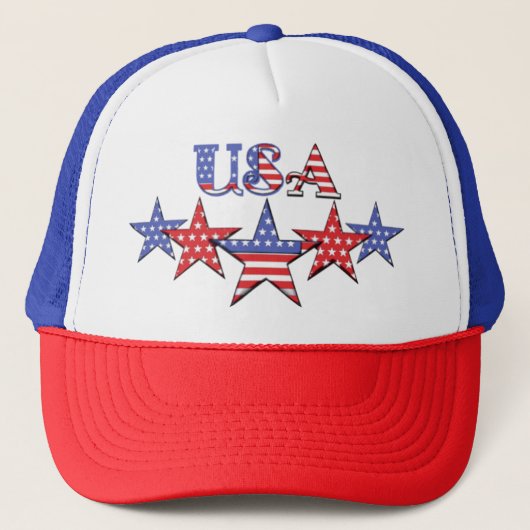 Red, Whund Blue Patriotic Baseball Cap Truckerkappe (Vorderseite)