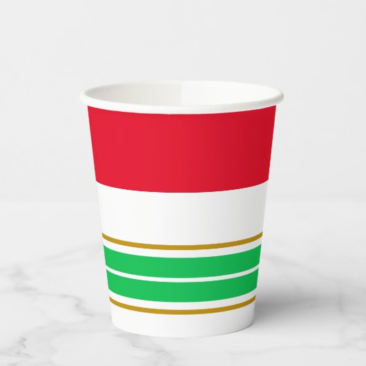 Red Wide Top Lime Green Bottom Racing Streifen Pappbecher (Links)