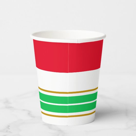 Red Wide Top Lime Green Bottom Racing Streifen Pappbecher (Rechts)