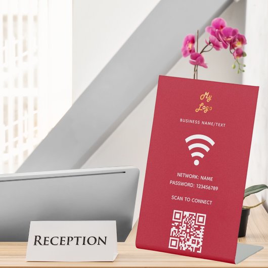 Red Wifi Business Logo qcode Scan zu verbinden Sockelschild