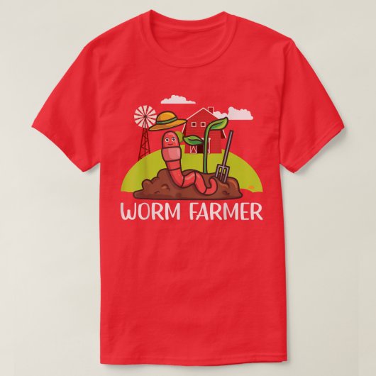 Red Wiggler Worm Composting Fun, Farmer  T-Shirt (Design vorne)